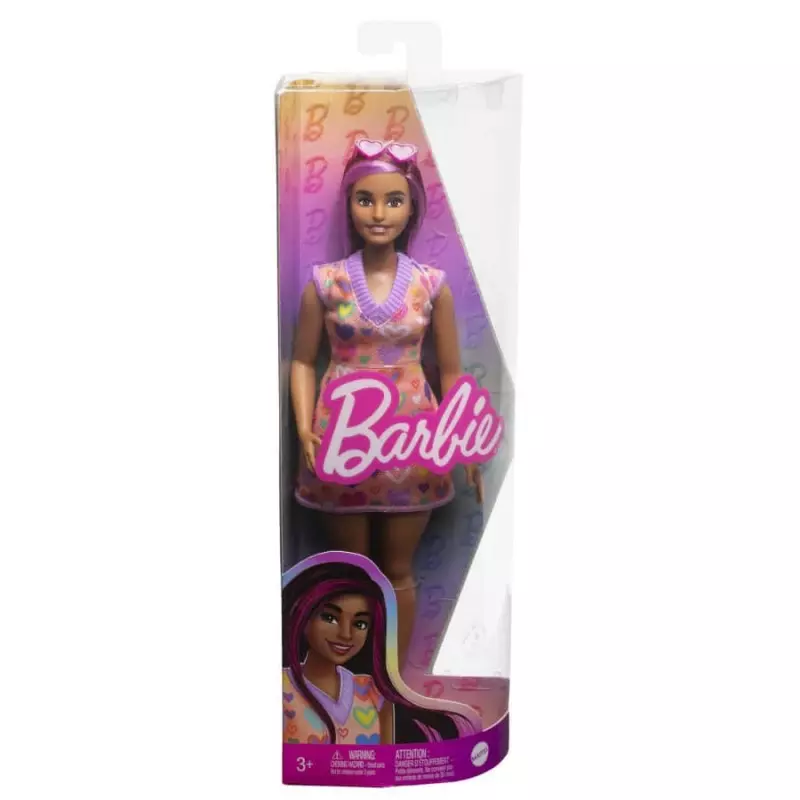 Barbie. HJT04 Fashionistas Lalka w serduszkowej sukience - Zabawki