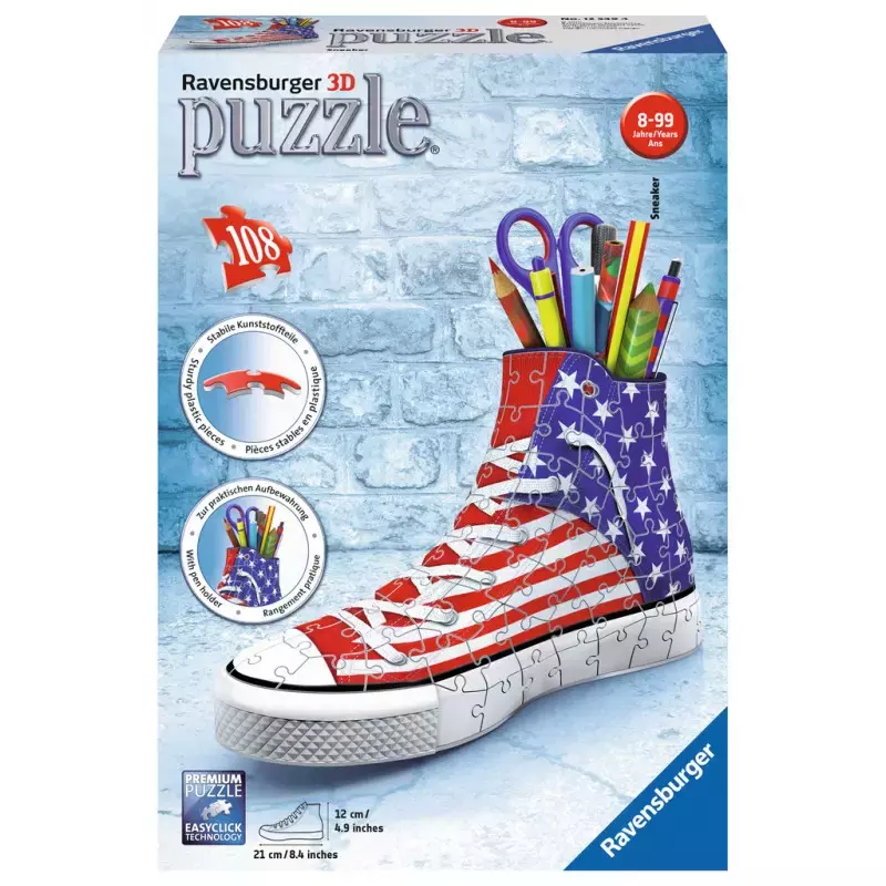 Puzzle 3D 108 elementów. Przybornik trampek. American Style - Puzzle