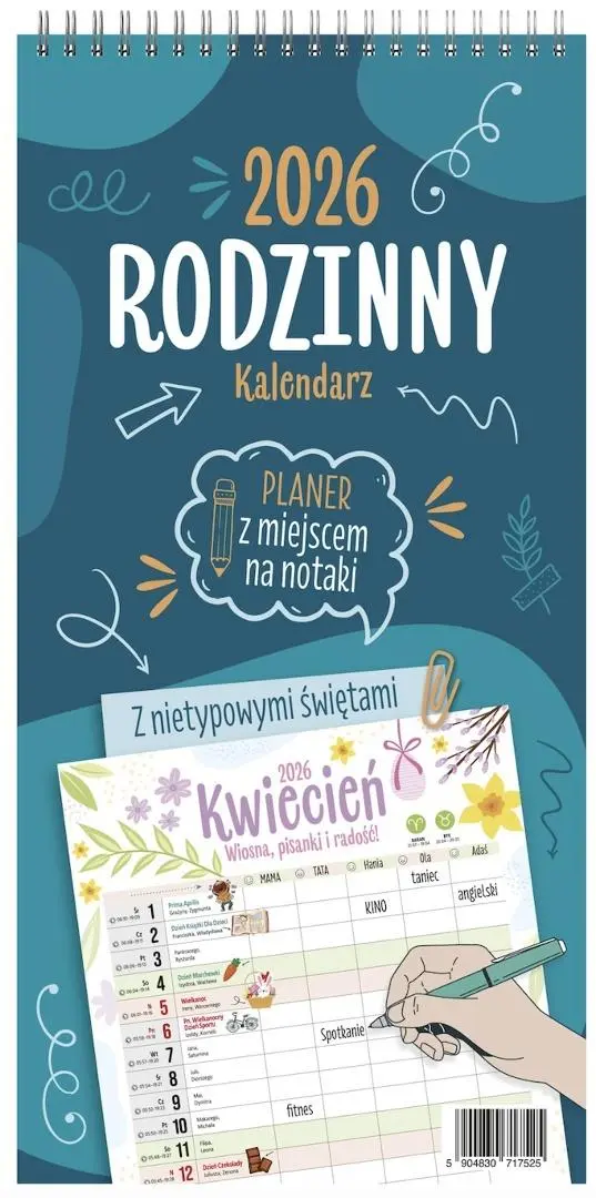 Kalendarz 2026 ścienny notatnikowy planer rodzinny - Książki