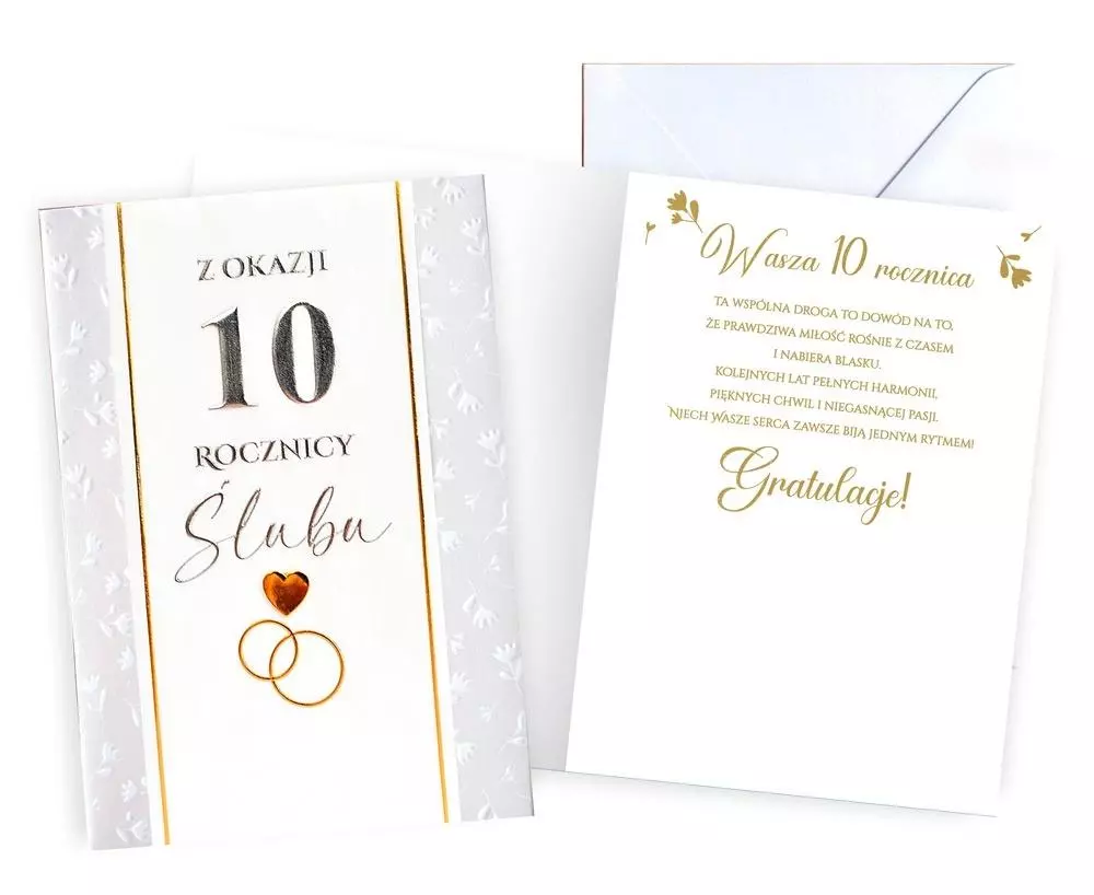 Karnet Rocznica ślubu 10 - Papiernicze i szkolne