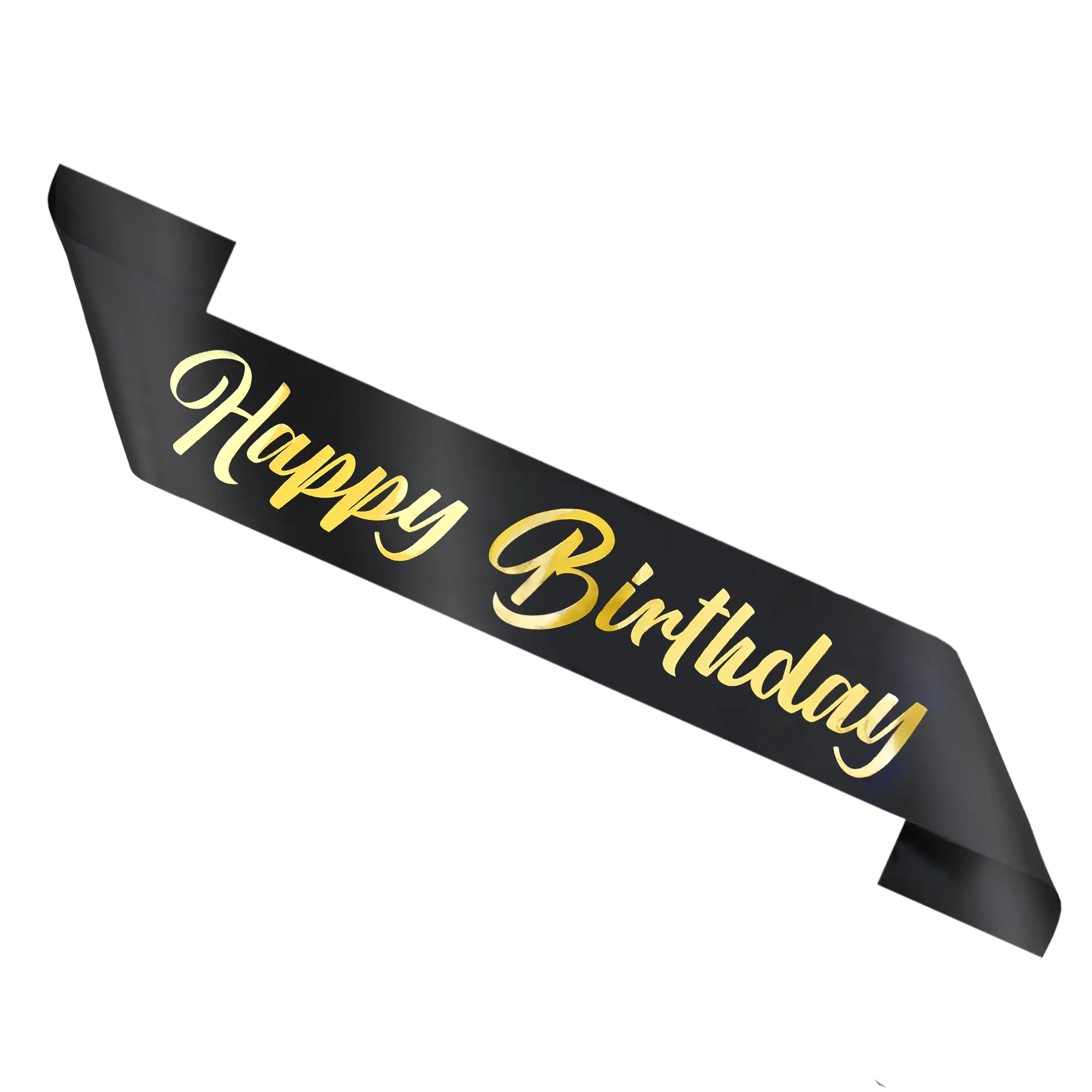 Szarfa urodzinowa Happy Birthday czarno-złota 10x160cm - Impreza