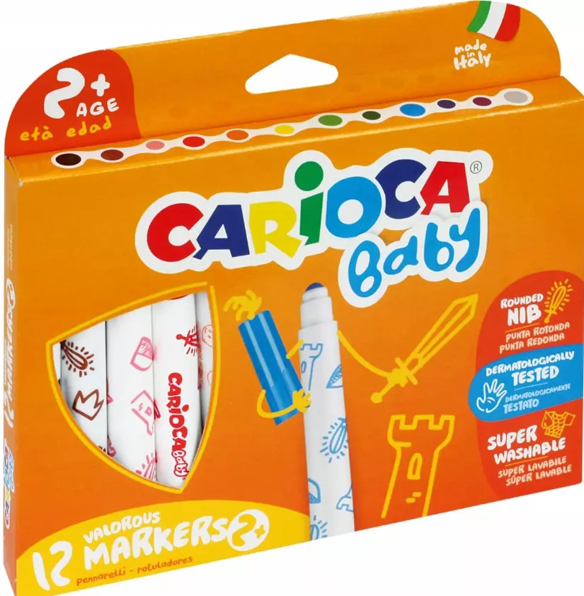 Flamastry Carioca Baby, 12 kolorów - Papiernicze i szkolne