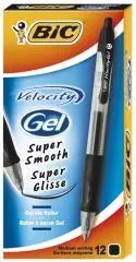 Pióro żelowe Velocity Gel - czarny (12 szt.) BIC - Książki