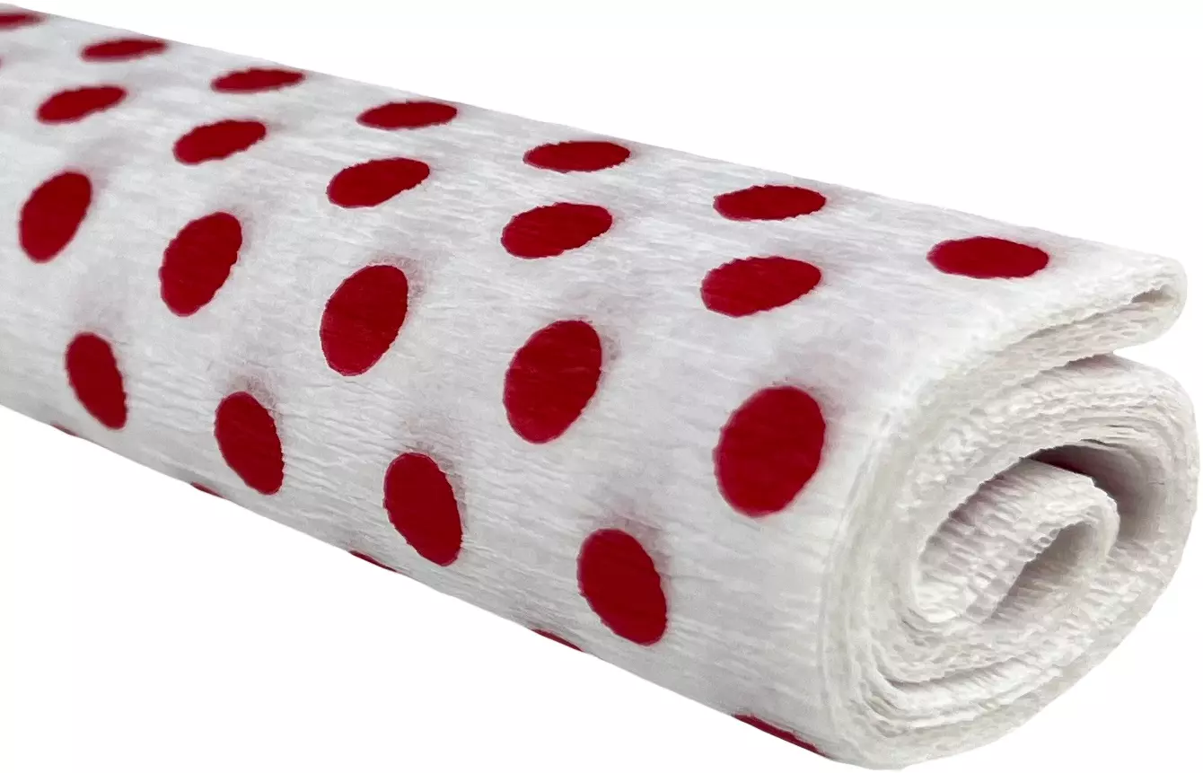 Paczka Bibuła marszczona 50x200 kropki czerwone na białym 10 rolek - Papiernicze i szkolne