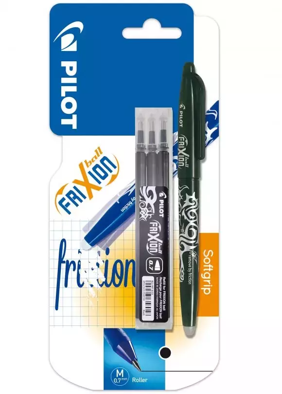 Pióro kulkowe wymazywalne FriXion czarne + 3 wkłady czarne - Papiernicze i szkolne