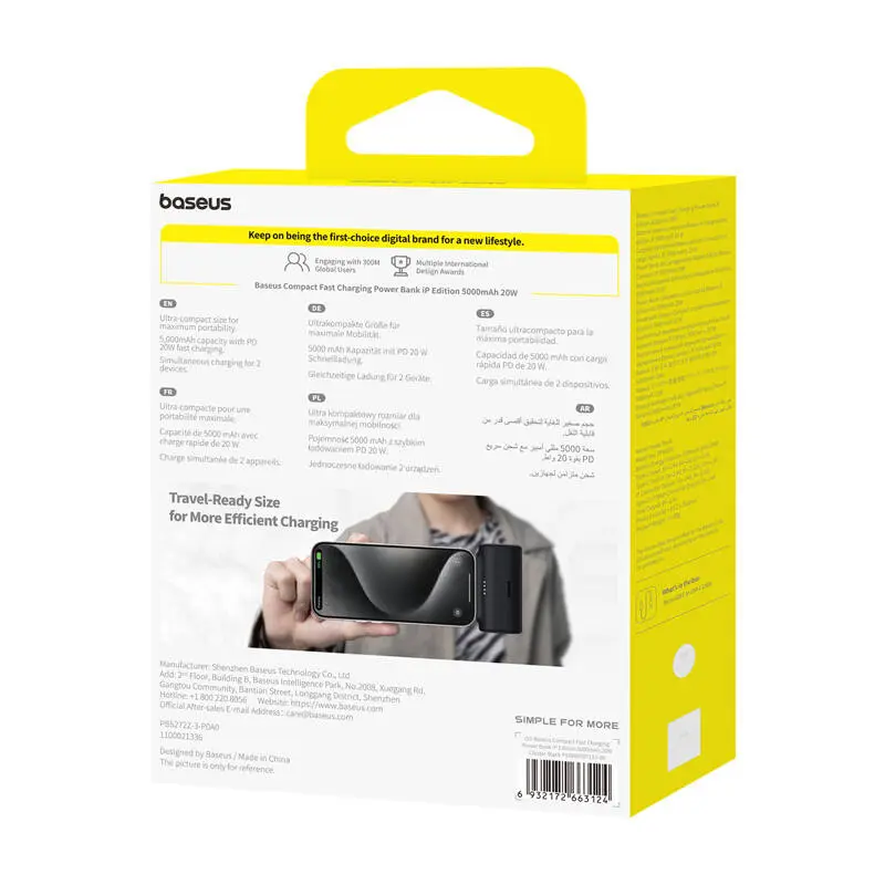 Powerbank BASEUS Compact 5000mAh 20W Lightning (czarny) - Elektronika i akcesoria