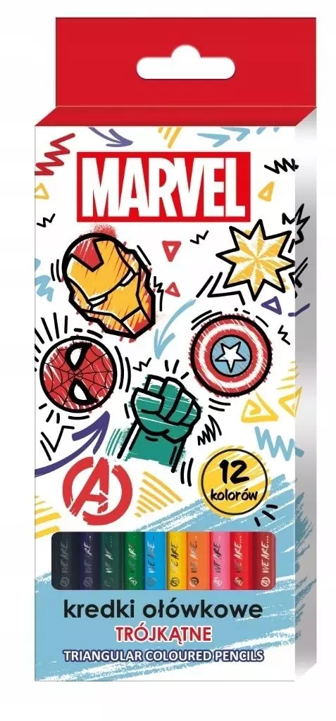 Kredki ołówkowe trójkątne Avengers 12 kolorów - Papiernicze i szkolne