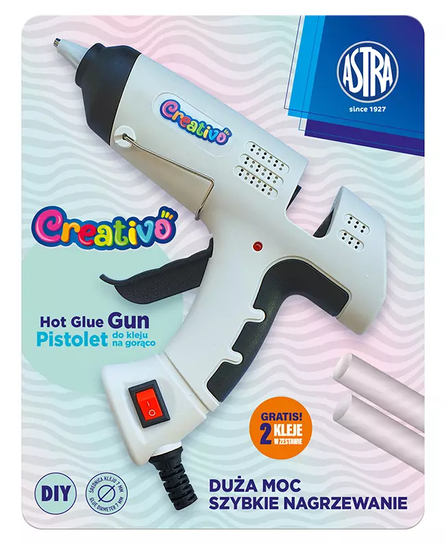 Pistolet do kleju na gorąco Astra Creativo 40W podstawka + 2 kleje - Papiernicze i szkolne