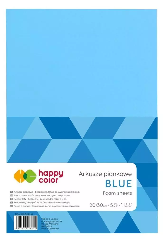 Arkusze piankowe A4 5szt niebieskie HAPPY COLOR - Papiernicze i szkolne