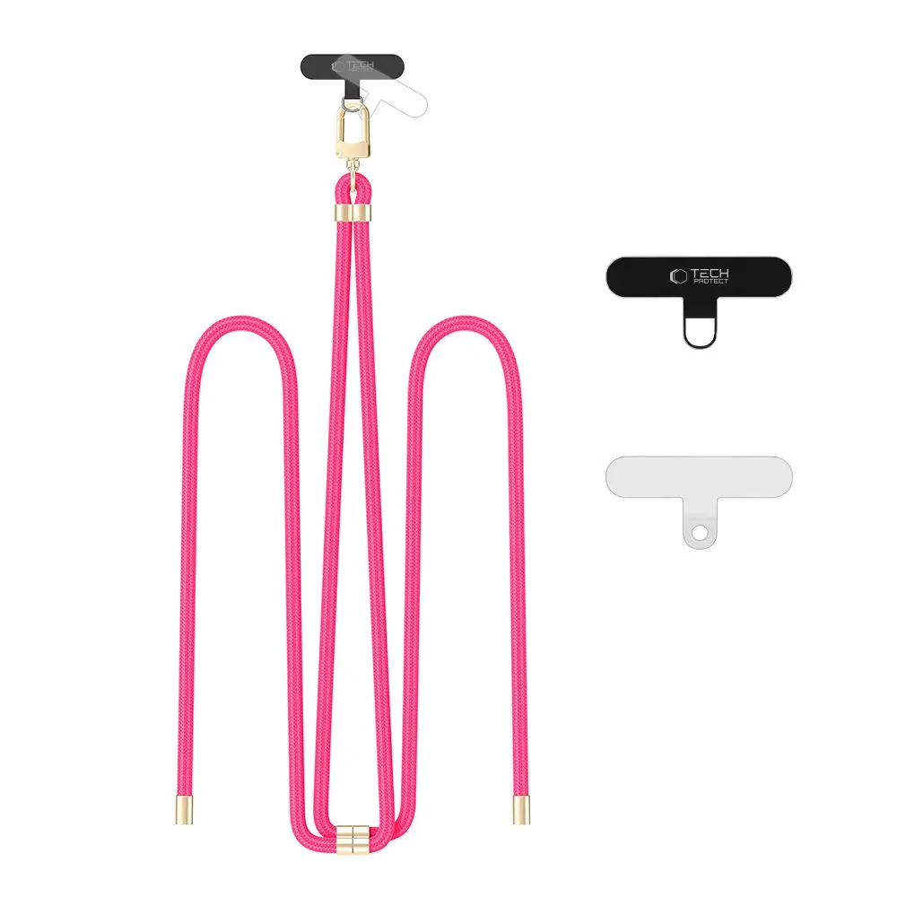 Tech-Protect C7S Rope Crossbody Strap Hot PINK/GOLD - Elektronika i akcesoria