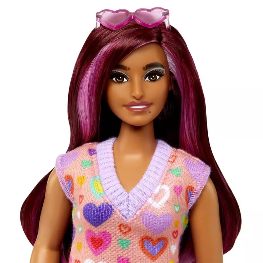 Barbie. HJT04 Fashionistas Lalka w serduszkowej sukience - Zabawki