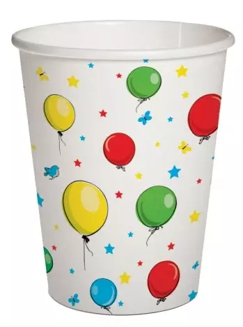 Kubki papierowe 250 ml, balony (8 sztuk) - Papiernicze i szkolne