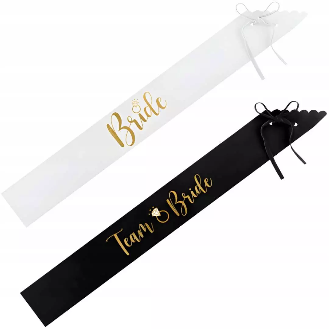 _xx_Szarfy Bride to be i Bride, czarne i biala (1 op. / 6 szt.) - Impreza