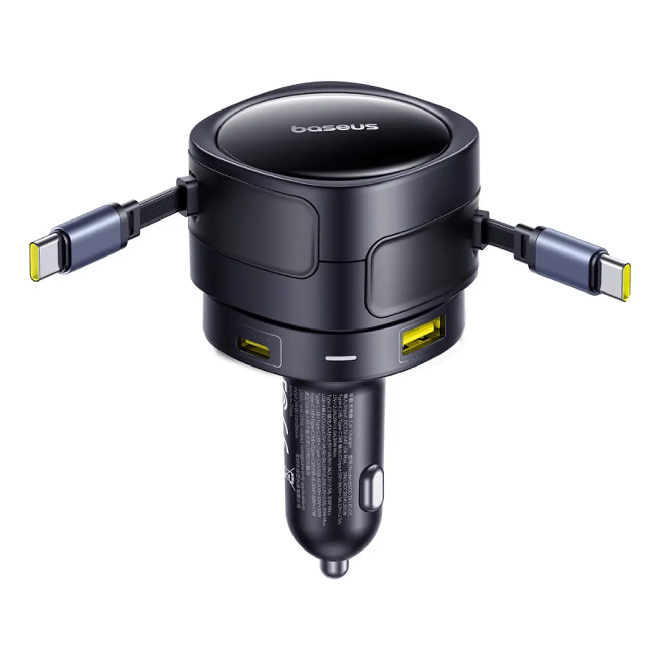 Ładowarka samochodowa Baseus Enjoyment Max 90W 2 x kabel USB-C + USB-A + USB-C - czarna - Elektronika i akcesoria
