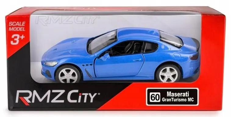 111202 RMZ METALOWE AUTO MODEL POJAZD MASERATI GRAN TURISMO MC NIEBIESKI - Zabawki