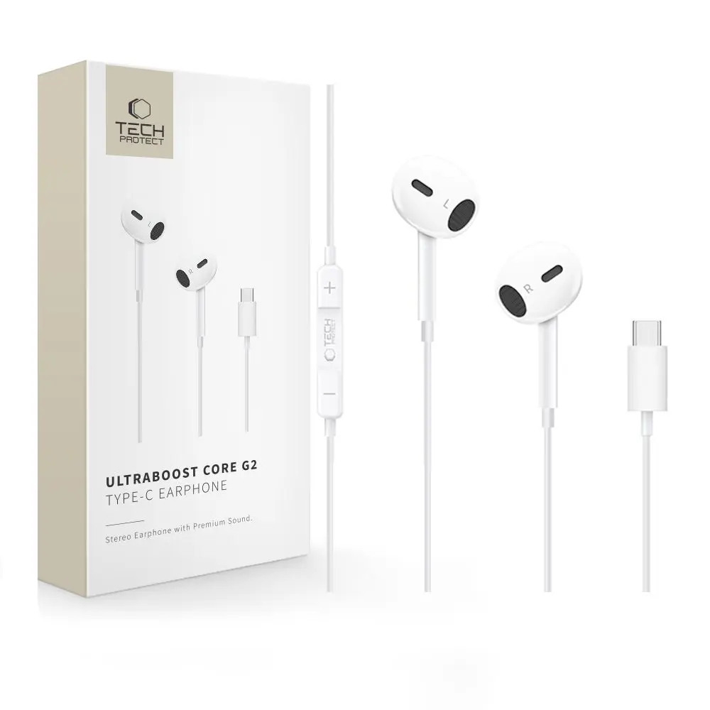 Tech-Protect Ultraboost Type-C Earphone Core G2 White - Elektronika i akcesoria
