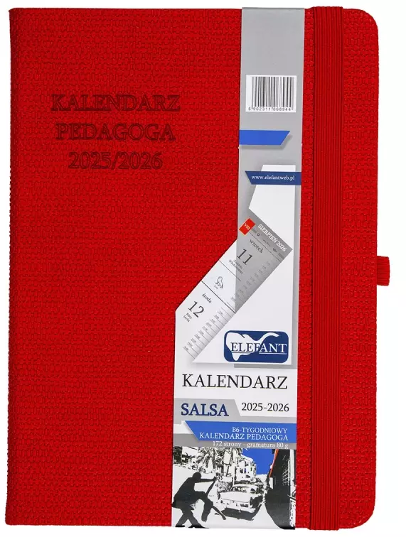 Kalendarz Pedagoga B6 2025-2026 Salsa, czerwony - Książki