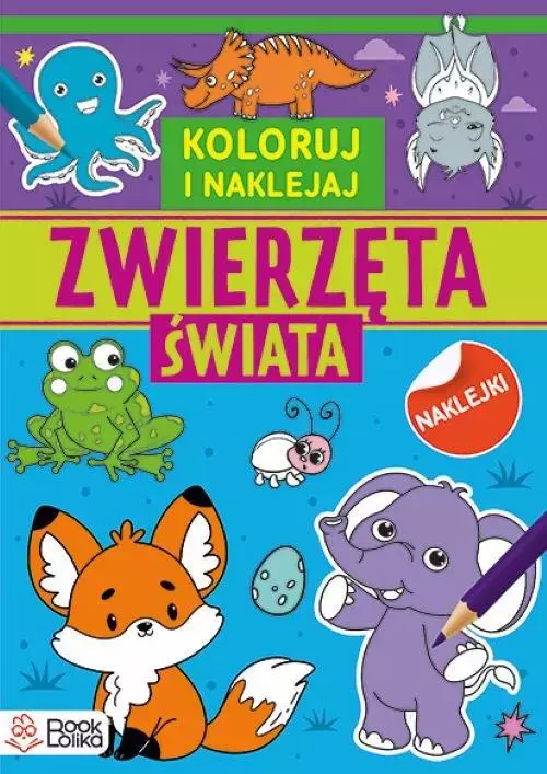 Zwierzęta świata. Kolorowanki z naklejkami - Książki