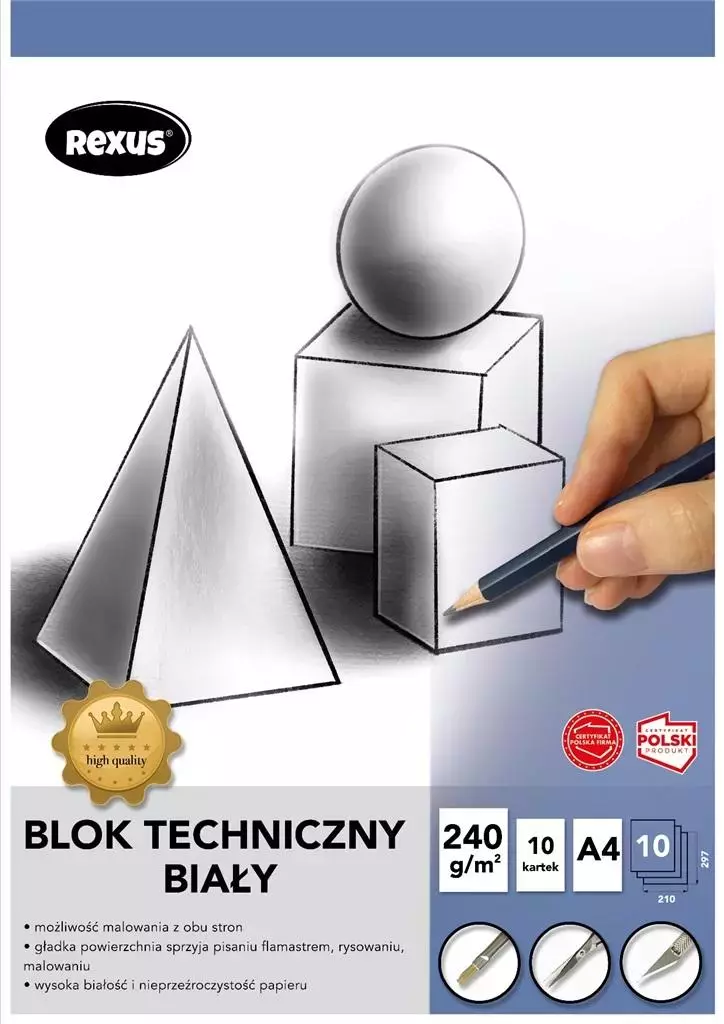 Blok techniczny A4/10K biały Premium - Papiernicze i szkolne