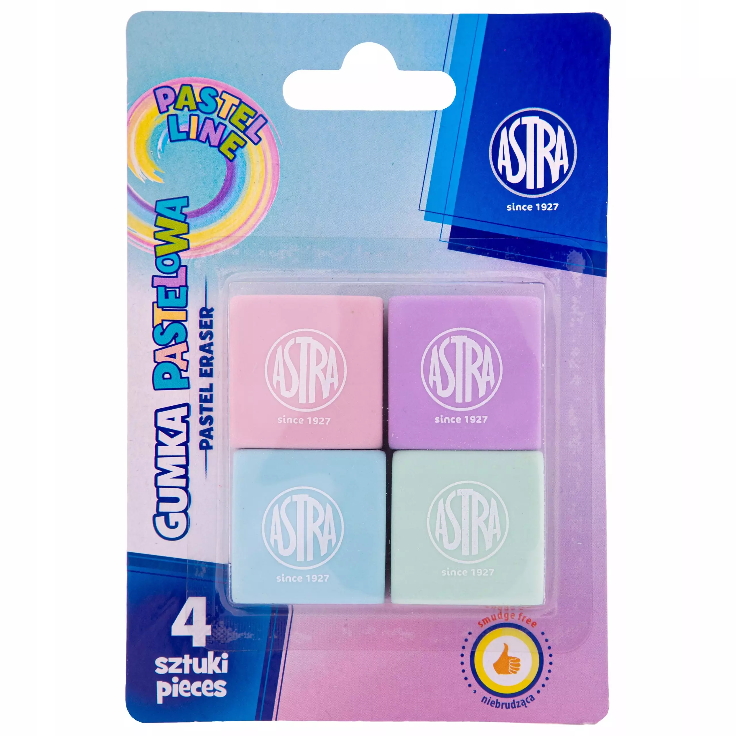 Gumka kwadratowa pastelowa Astra Pastel Line 4 szt. - Papiernicze i szkolne