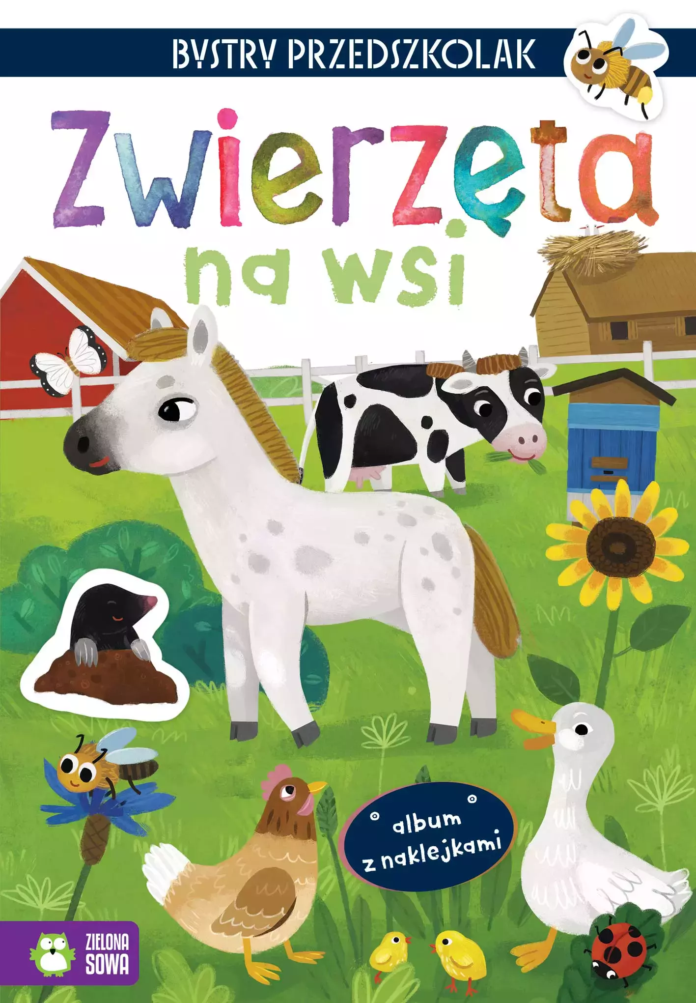 Bystry przedszkolak. Album z naklejkami. Zwierzęta na wsi - Książki