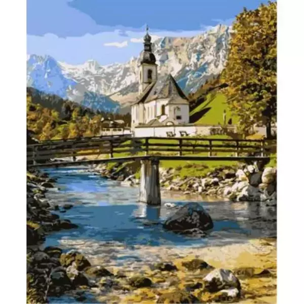 Diamentowa mozaika Kościół przy rzece 40x30cm 1006776 - Zabawki