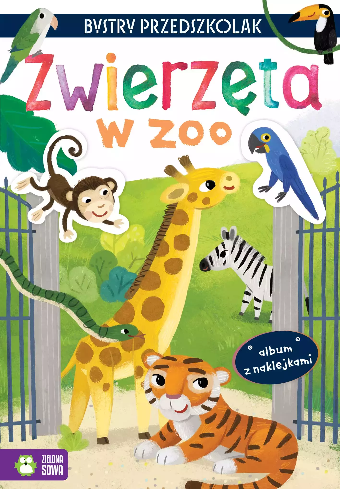 Bystry przedszkolak. Album z naklejkami. Zwierzęta w zoo - Książki