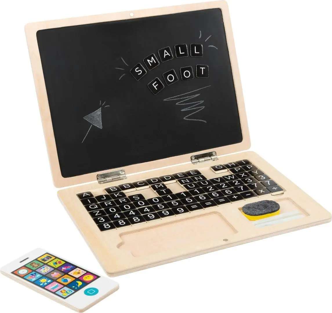 Drewniany laptop z tablicą magnetyczną - Książki