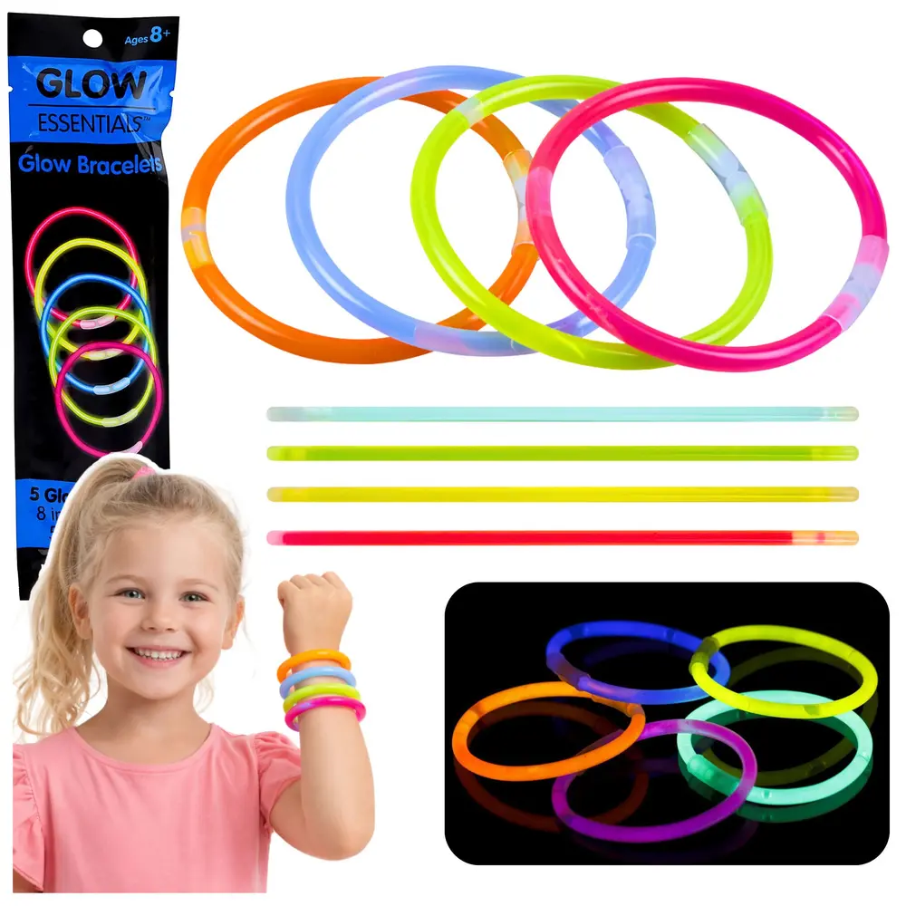 Bransoletki Opaski Fluorescencyjne Świecące W Ciemności Neon Stick 5 szt. - Impreza