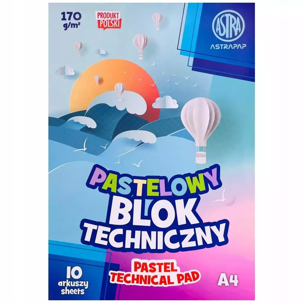 Blok kolorowy barwiony w masie  A4 170g 10 ark - Papiernicze i szkolne