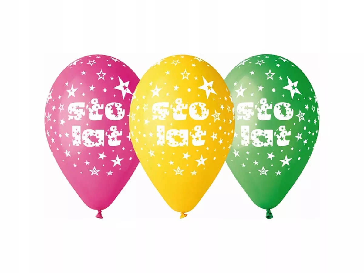 Balony Premium "Sto lat" (5 sztuk) - Papiernicze i szkolne