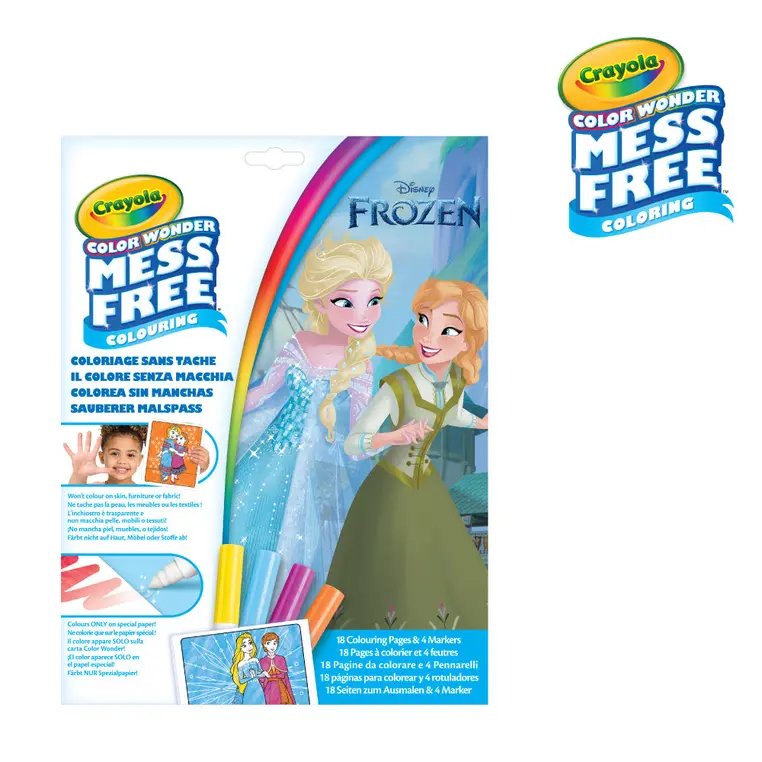 Crayola Kolorowanka dla dzieci i 4 niebrudzące magiczne flamastry Color Wonder Mess Free Kraina Lodu 3+ - Książki