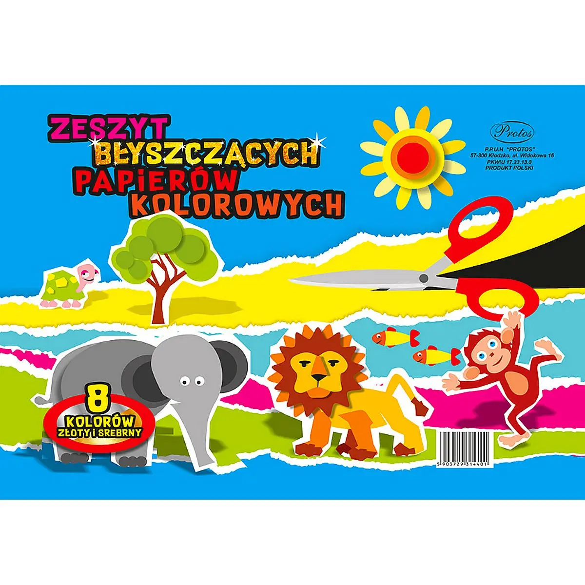 Zeszyt papierów kolorowych błyszczący A5 8k Protos - Papiernicze i szkolne