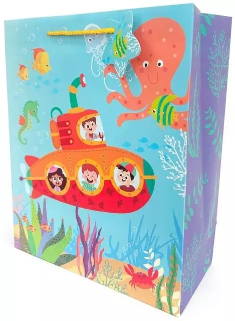 Torebka ozdobna matowa 26x32x12cm Łódź podwodna - Papiernicze i szkolne