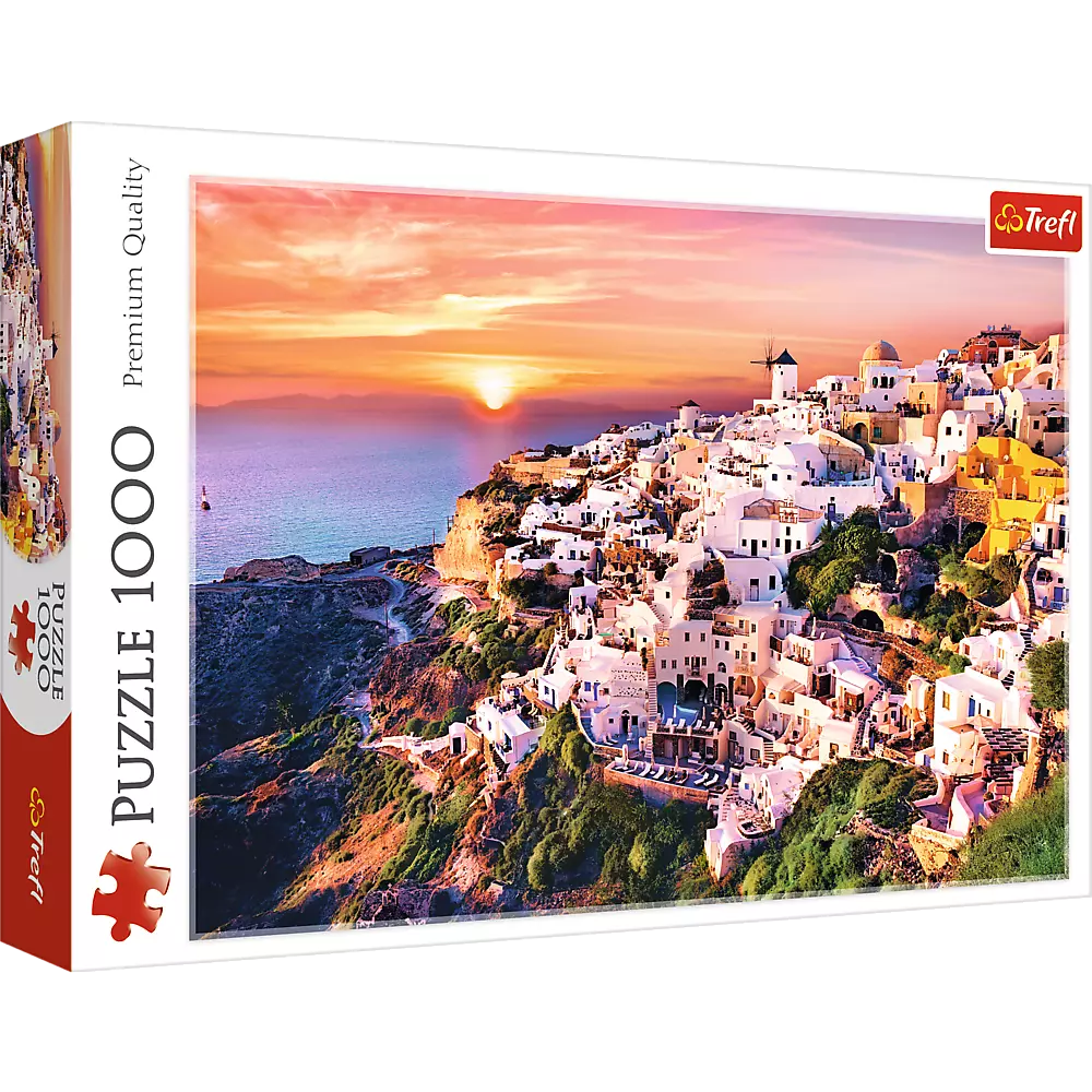 Puzzle 1000 elementów. Zachód słońca nad Santorini - Puzzle