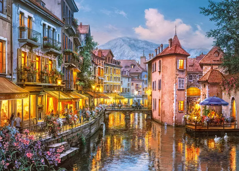 Puzzle 1000 elementów. Wieczór w Annecy 30257 - Puzzle
