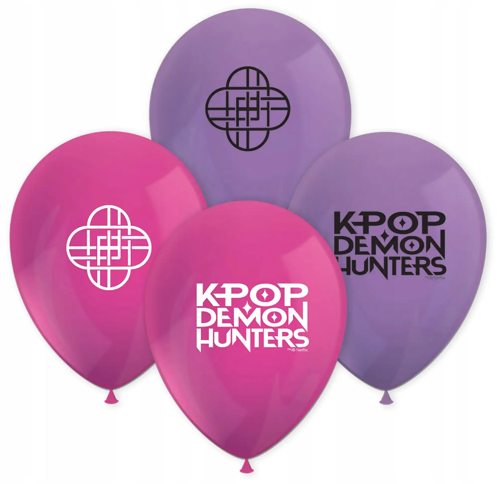 Balony lateksowe fioletowe różowe urodzinowe K-POP Demon Hunters 28cm 8szt - Papiernicze i szkolne