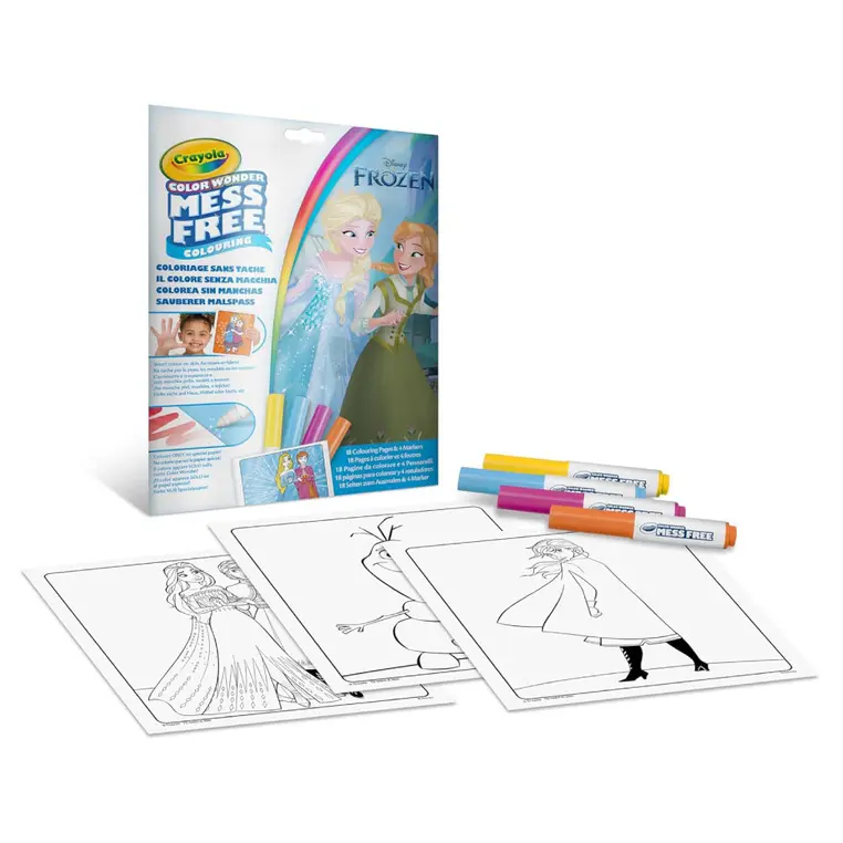 Crayola Kolorowanka dla dzieci i 4 niebrudzące magiczne flamastry Color Wonder Mess Free Kraina Lodu 3+ - Książki