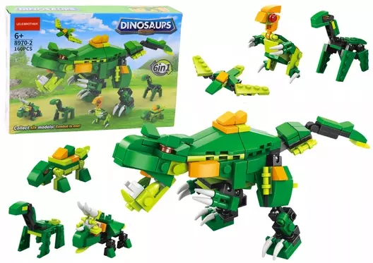 Klocki Konstrukcyjne Dinozaury 6w1 Zestaw DIY Dinozaur 160 ele. - Zabawki