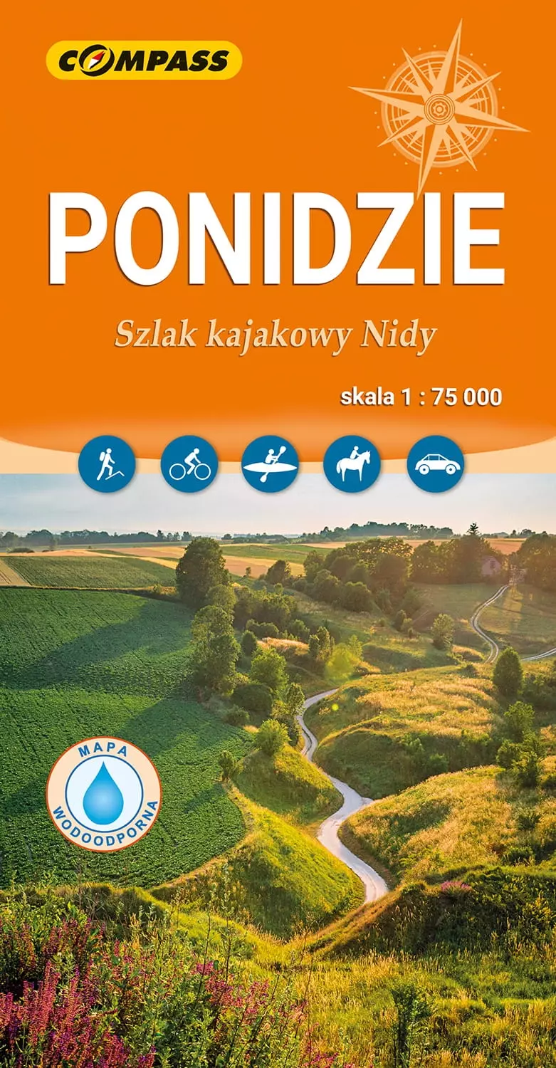 Ponidzie. Szlak kajakowy Nidy. Mapa turystyczna w skali  1:75 000 (wersja wodoodporna) - Książki