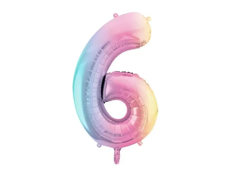 Balon foliowy 6 pastelowy tęczowy 86cm - Papiernicze i szkolne