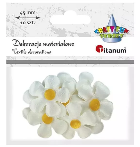 Ozdoba materiałowa kwiatki 45mm biało-żólte 10szt - Papiernicze i szkolne