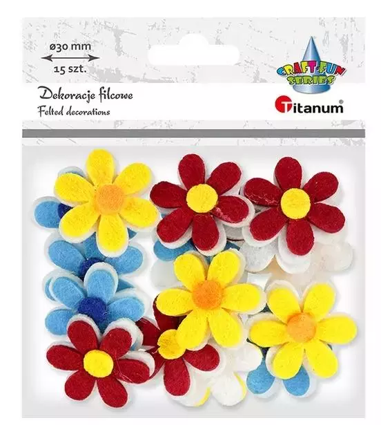 Filcowe kwiatki 3D 15szt - Papiernicze i szkolne