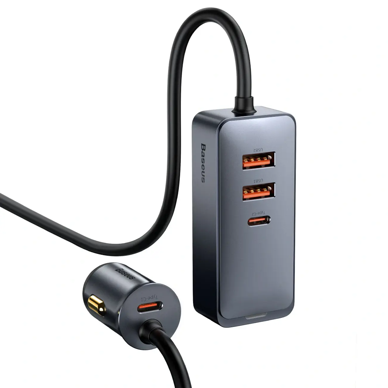 Ładowarka samochodowa Baseus Share Together 120W wieloportowa 2x USB-A + 2x USB-C - szara - Elektronika i akcesoria