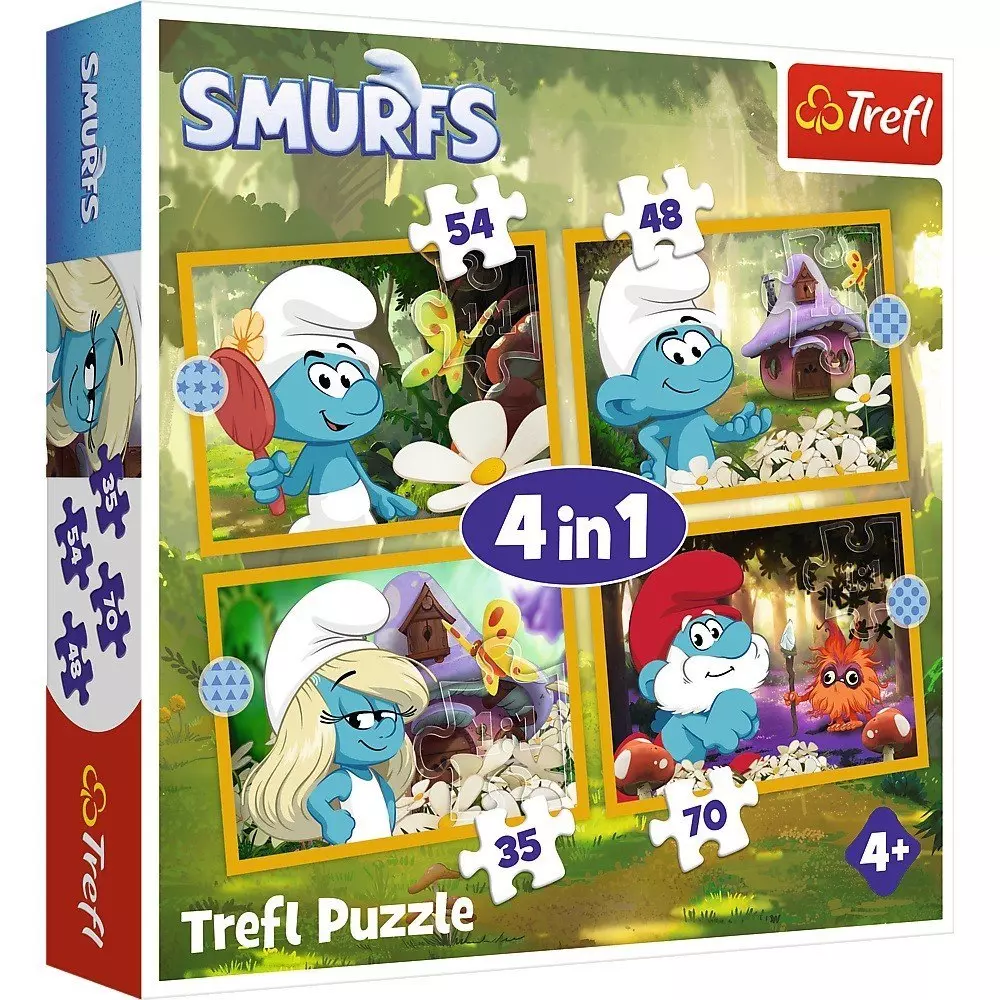 Puzzle 4w1 Życie w Wiosce Smerfów TREFL - Puzzle