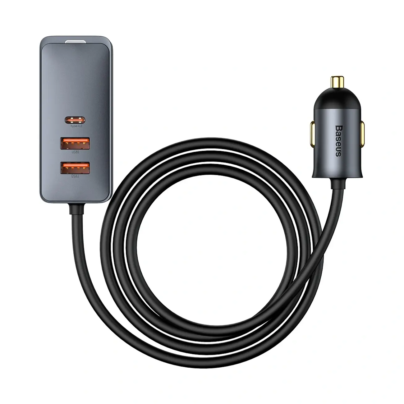Ładowarka samochodowa Baseus Share Together 120W wieloportowa 2x USB-A + 2x USB-C - szara - Elektronika i akcesoria