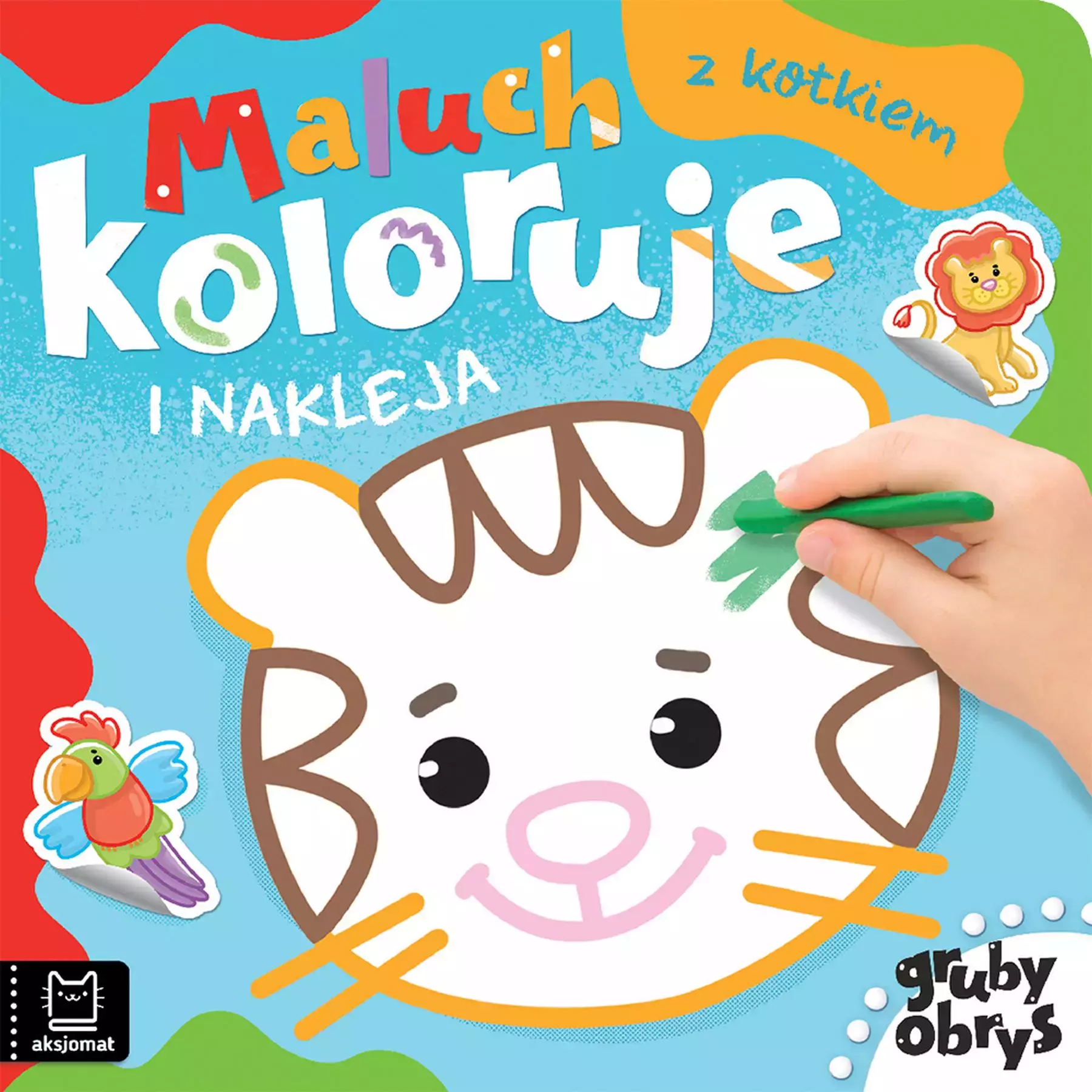 Maluch koloruje i nakleja z kotkiem. Gruby obrys - Książki