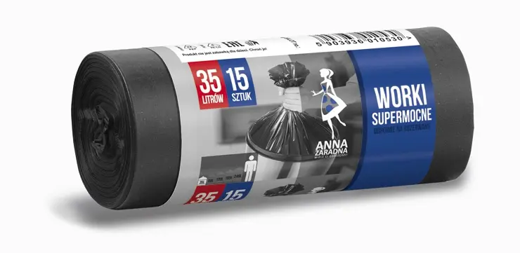 Worki na śmieci 35L supermocne czarne rolka 15 szt., Anna Zaradna - Elektronika i akcesoria