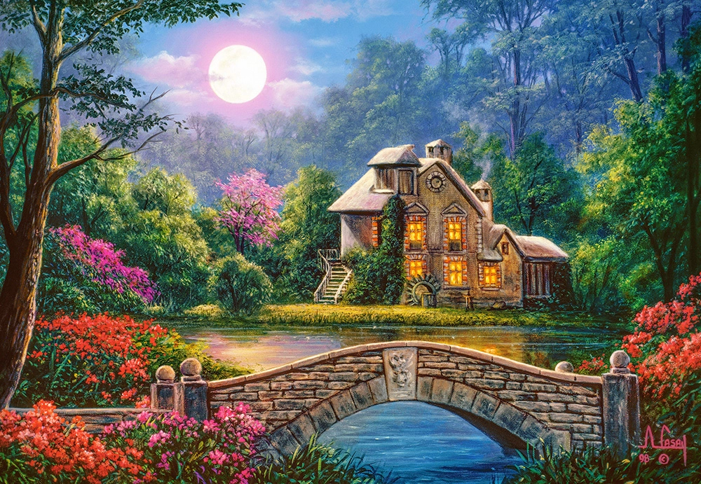 Puzzle 1000 elementów. Cottage in the Moon Garden - Puzzle