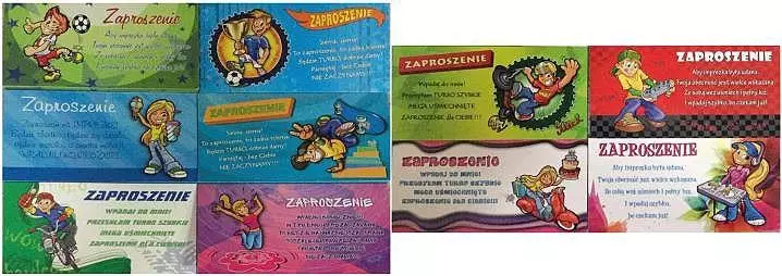 Zaproszenia Young (opakowanie 10 sztuk) Mix wzorów - Książki
